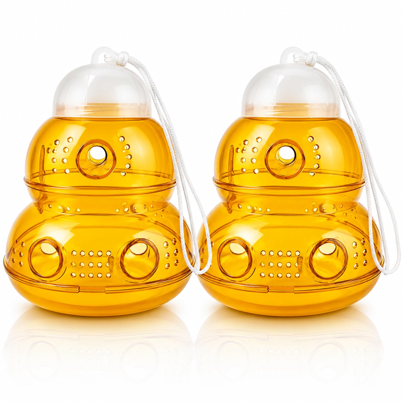 2 Pack Outdoor Hanging Wasp Trap with 6 Large Entry Holes
