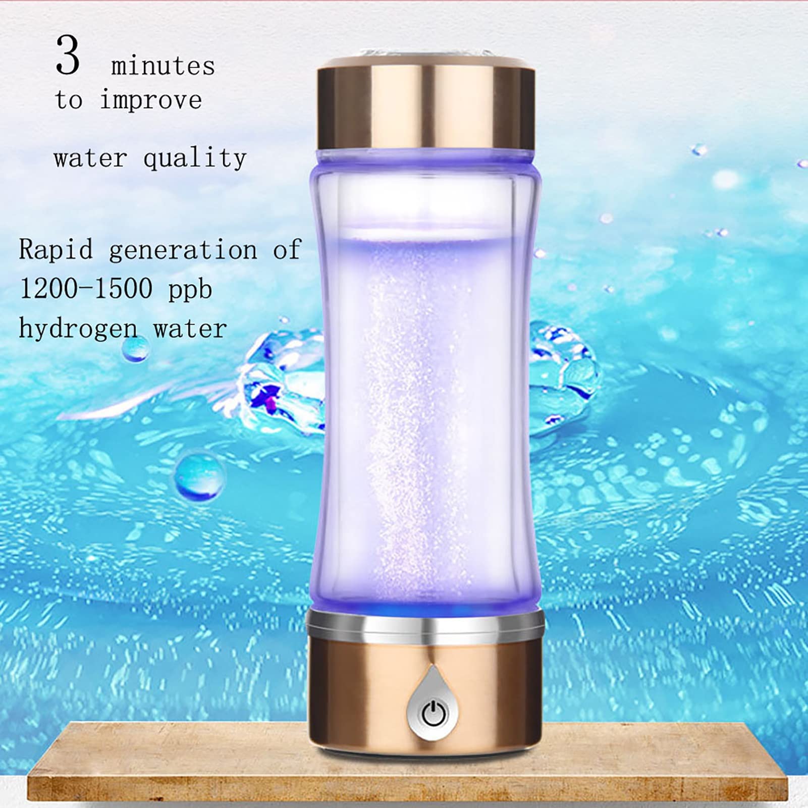 PAHION Botella De Agua Hidrogenada Máquina Fabricante Ionizador Generador De Agua Alcalina Hidrogenada con Membrana con Tecnología SPE A Produce hasta 1200-1500 PPB 420 Ml