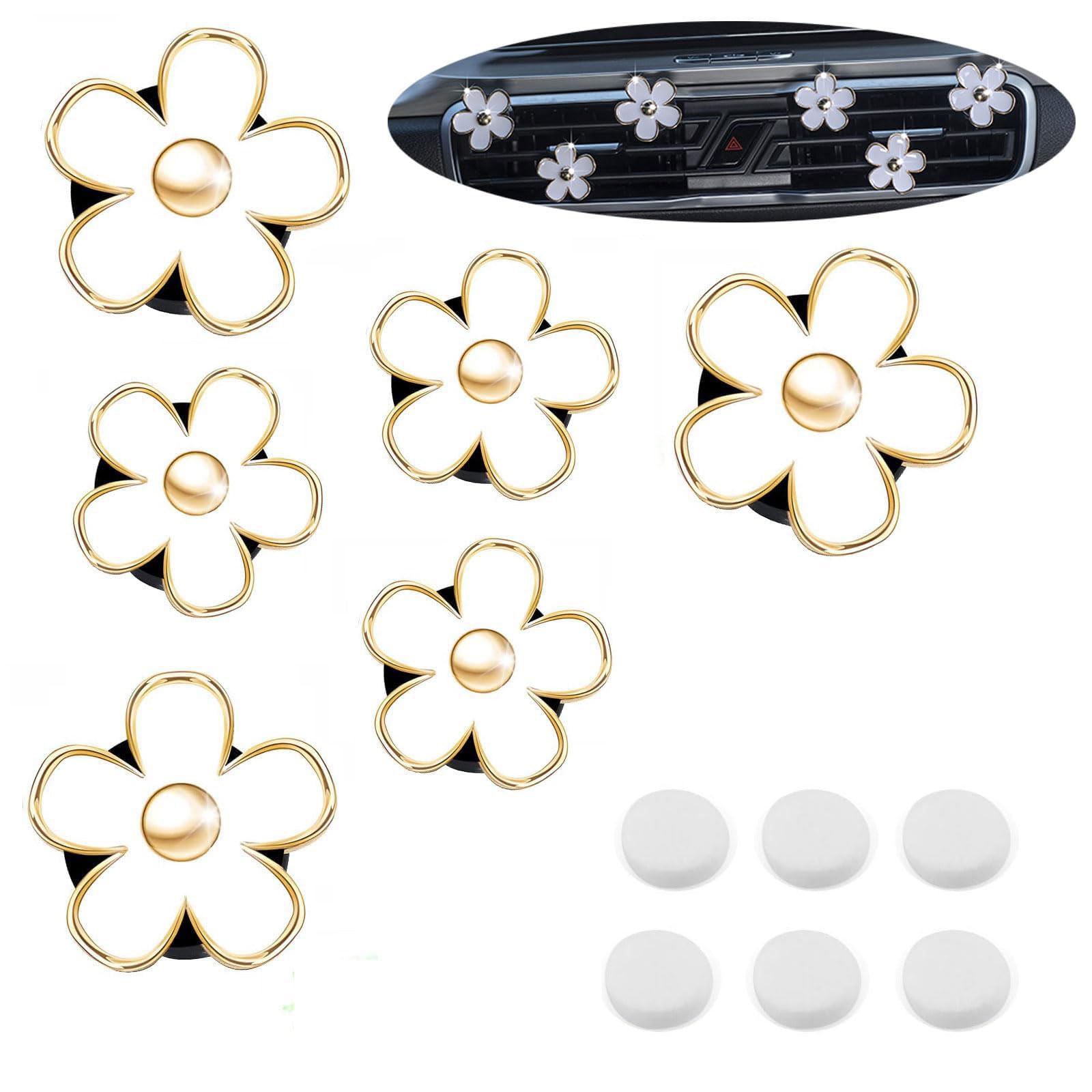 Daisy Flower Air Vent Clip - Colorful Car Accessories for Women Interior, Cute Set, White