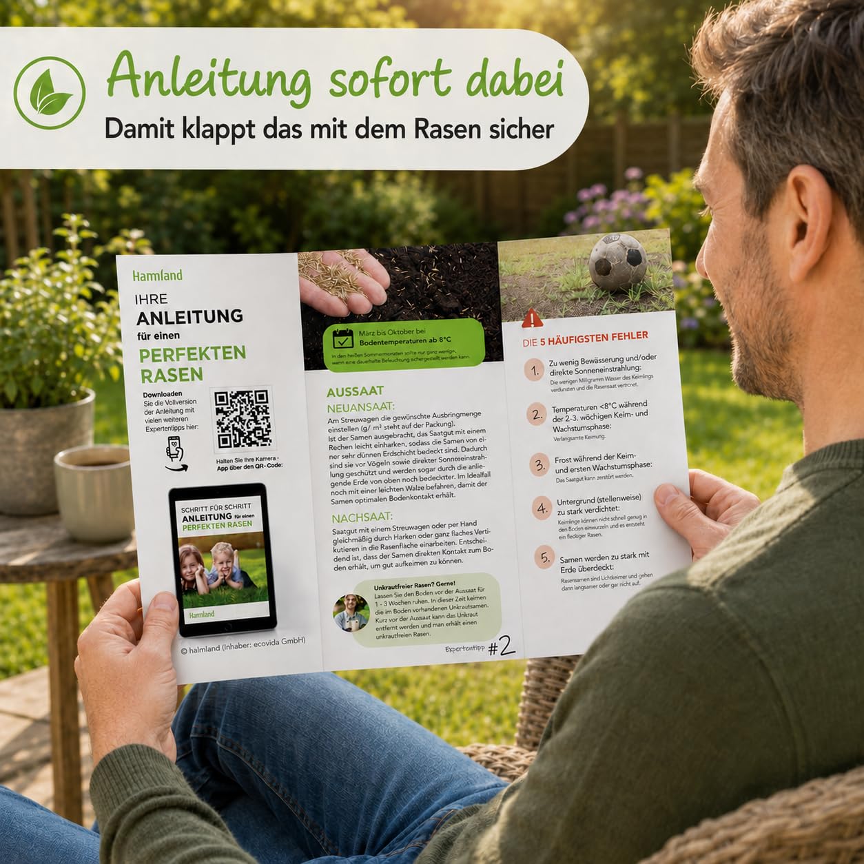 Schattenrasen Samen Rasensamen schnellkeimend Sommer 2,5 kg = 75 m² | Grassamen schnellkeimend für schattige Flächen | für Rasen Nachsaat | SEHR GUT getestet | Inkl. Rasensaat Anleitung