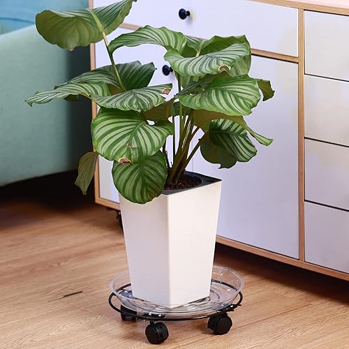 Miniatura 6 de Paquete de 3 cajas grandes de metal para plantas de 13 pulgadas con ruedas, soporte rodante de hierro forjado resistente con ruedas para macetas de