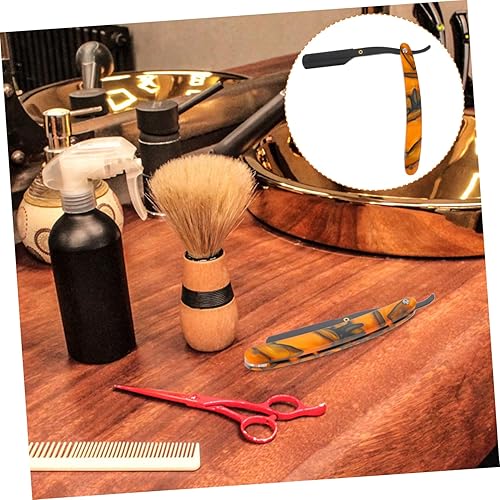 Miniatura 8 de Artibetter Afeitadora de afeitar de borde recto para hombres peluquero vintage afeitado (negro+plata)