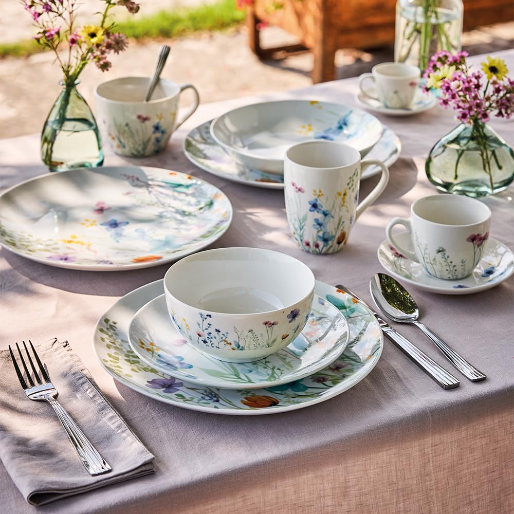 Tognana Florenne, Confezione 6 Tazze The con piatto 200 cc, New Bone China, Multicolor