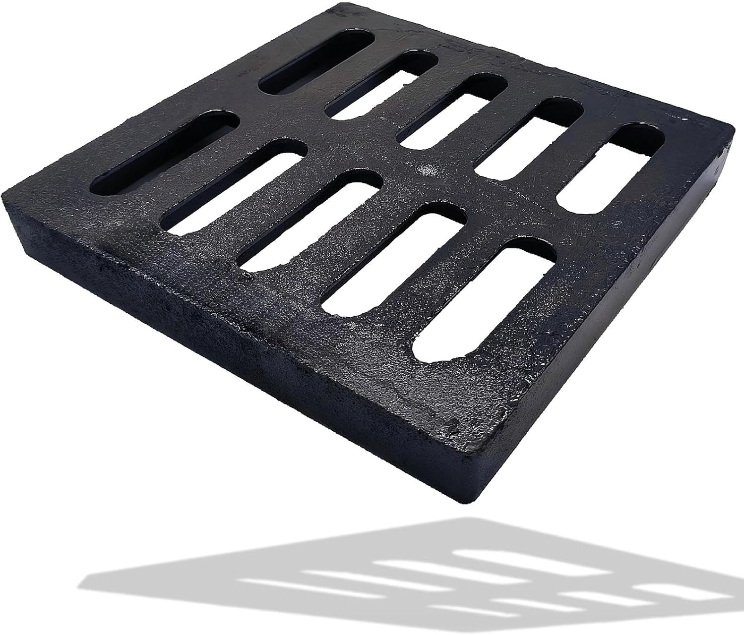 Cast Iron Drain Grate 20x20 in, B-Class 28100 lbs Heavy-Duty Driveway Channel Cover, Outdoor Trench Drainage Grate, Black Square Metal Sewer Cover for Garage (True 19.7x19.7)