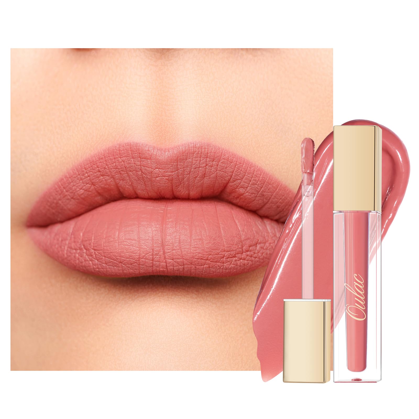 Oulac Matte Pink Lipstick for Women Liquid Lip Gloss Long Lasting Lip Stain, High Impact Lipcolour
