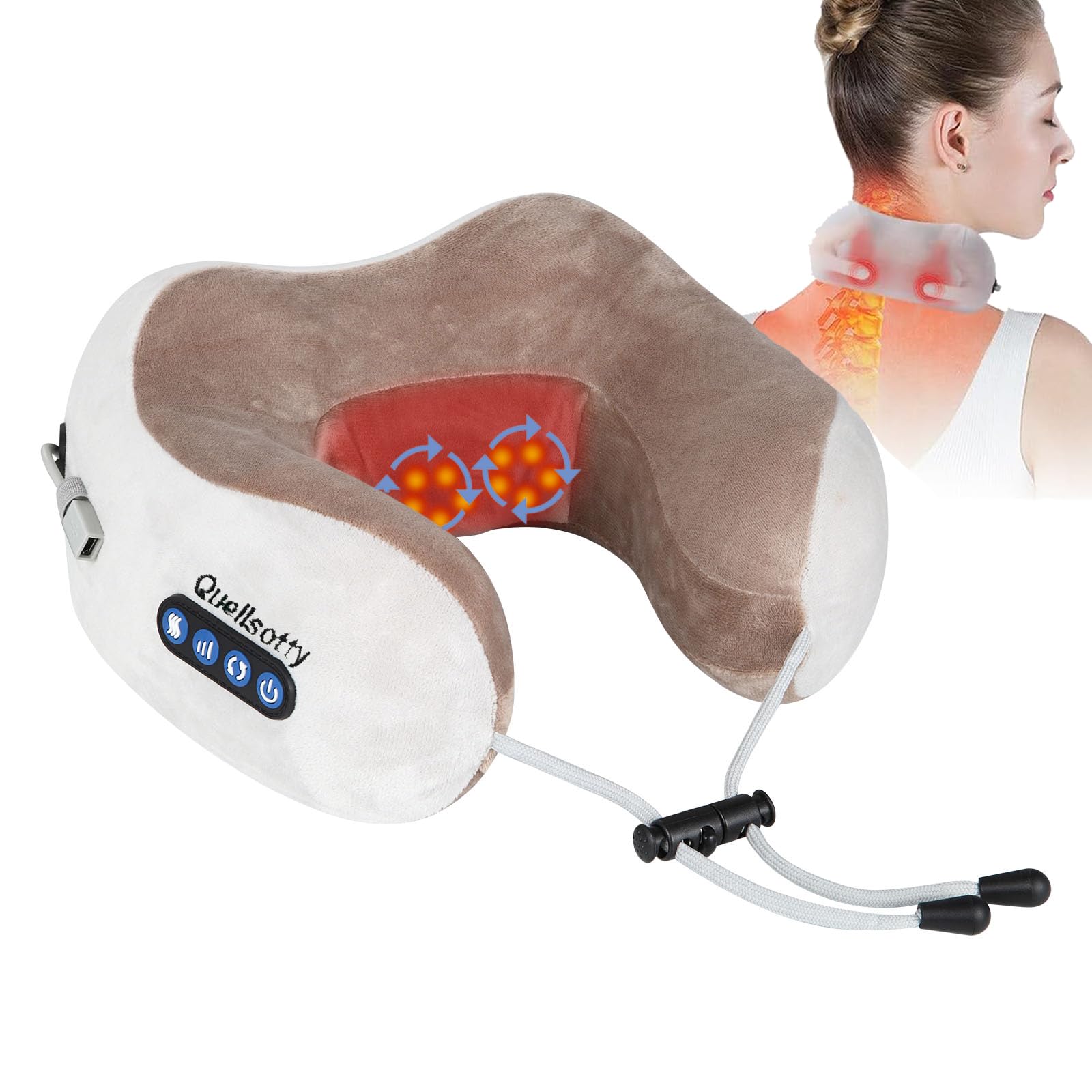 Cervical Neck Massager, Wireless Neck and Shoulder Massager, Shiatsu Cervical Massage, USB Rechargeable for Home, Office and Travel