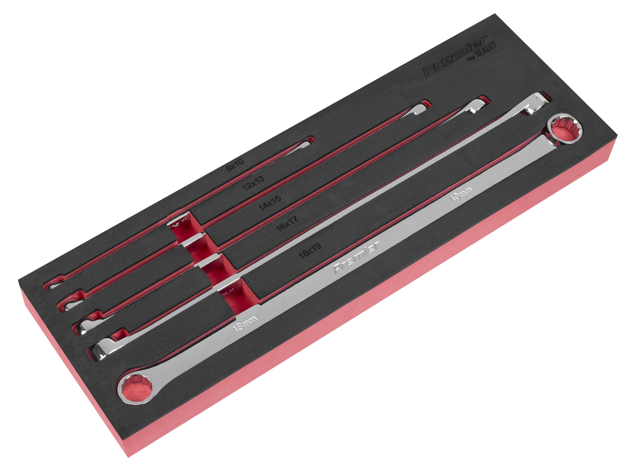 Sealey Premier Extra-Long Double End Ring Spanner Set in EVA Foam Tray 5pc - AK63110
