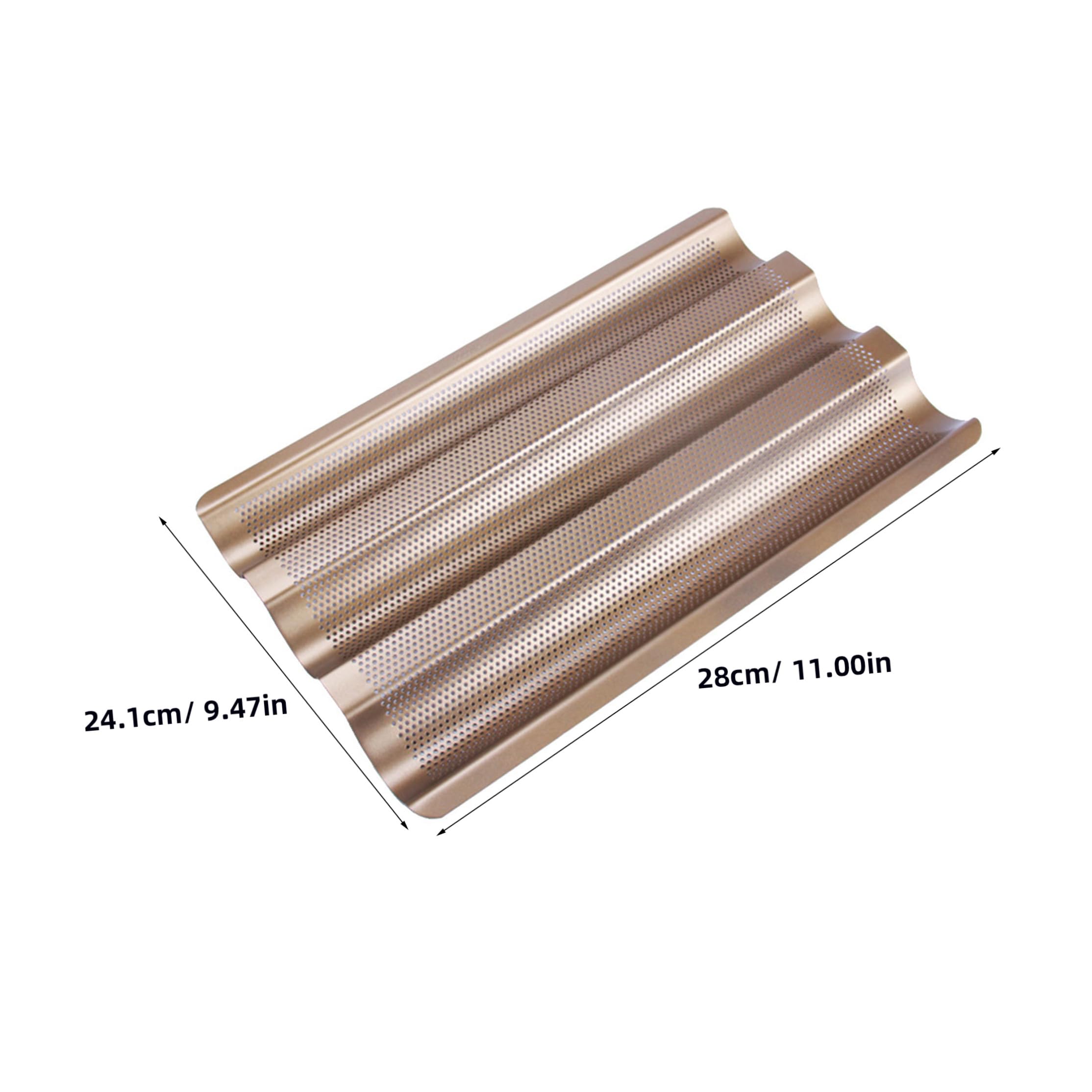 Baguette Backblech aus Beschichtetem Carbonstahl Fach Perforiertes Brotbackform in Gold Kleine für Knuspriges Französisches und Italienisches Brot zu Hause