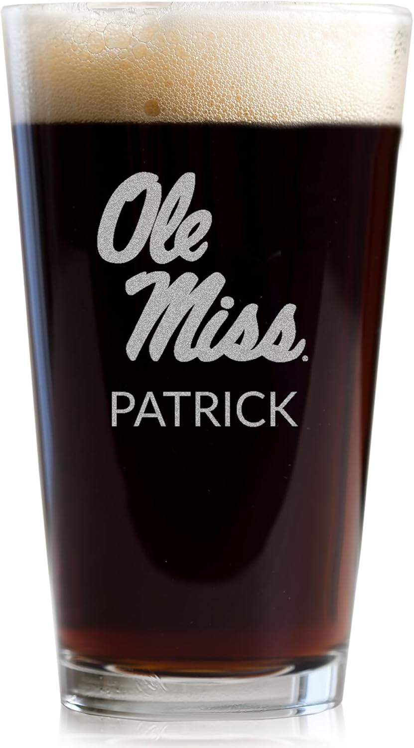 Lifetime Creations Personalized Ole Miss Beer Mug - Custom Engraved Glassware, Officially Licensed University of Mississippi Gifts for Men, Graduation, Made in USA (25 oz)