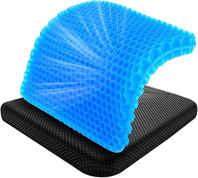 MACEVIA Gel Seat Cushion for Long Sitting, Breathable Gel Chair Cushion Cooling Pressure Relief Cushion Soft Chair Pads for Office Chair, Car Seat, Home 16.5x16.5x1.6 inch