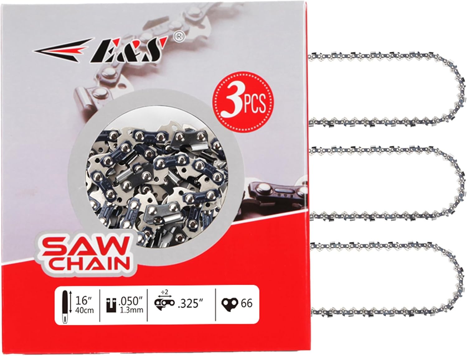 E & S 16 inch chainsaw chain .325 pitch .050 gauge 66 drive links