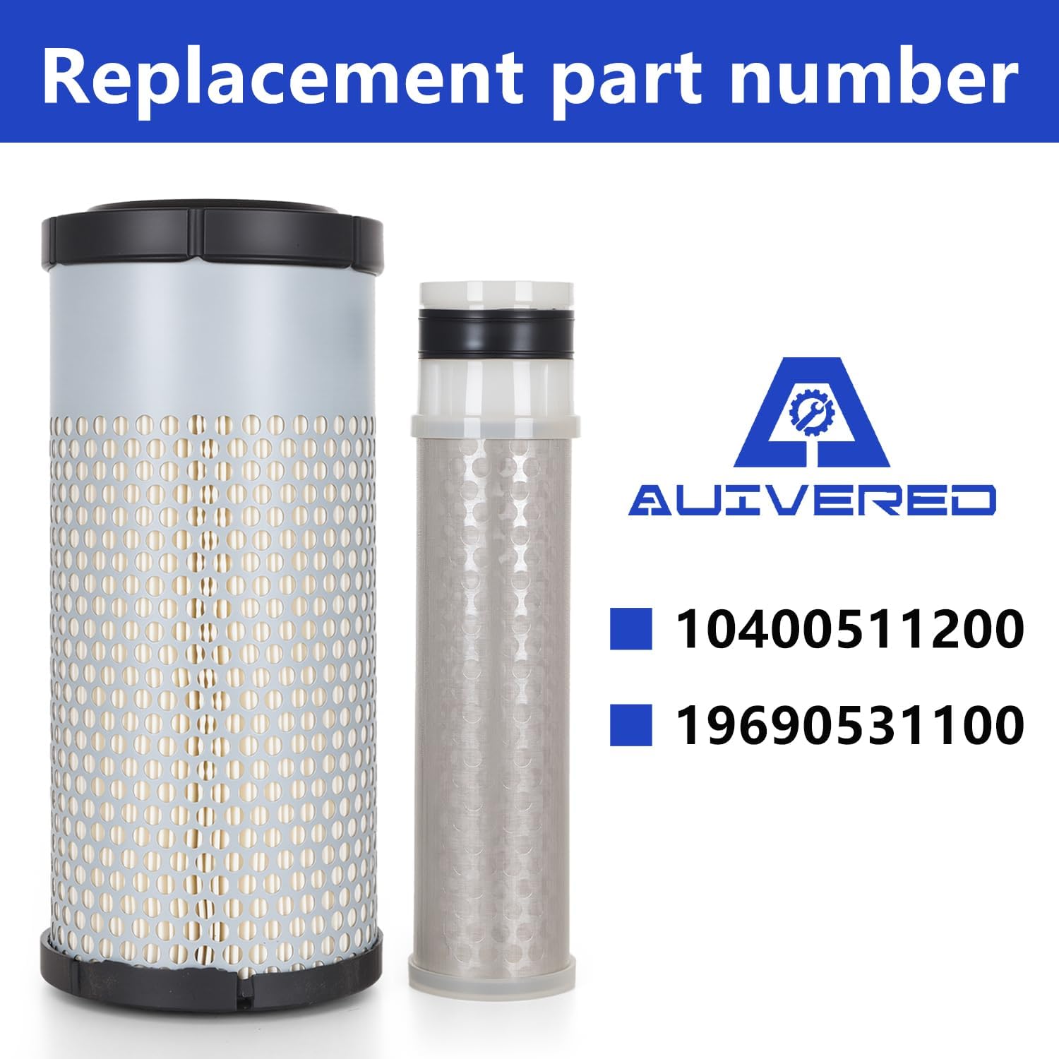 10400511200 19690531100 Inner and Outer Air Filter Element - Compatible with Mahindra Tractor 3616 Gear 4WD 3616 HST 4WD 1626 HST1626 Gear - Replace TC02016324 T027093220