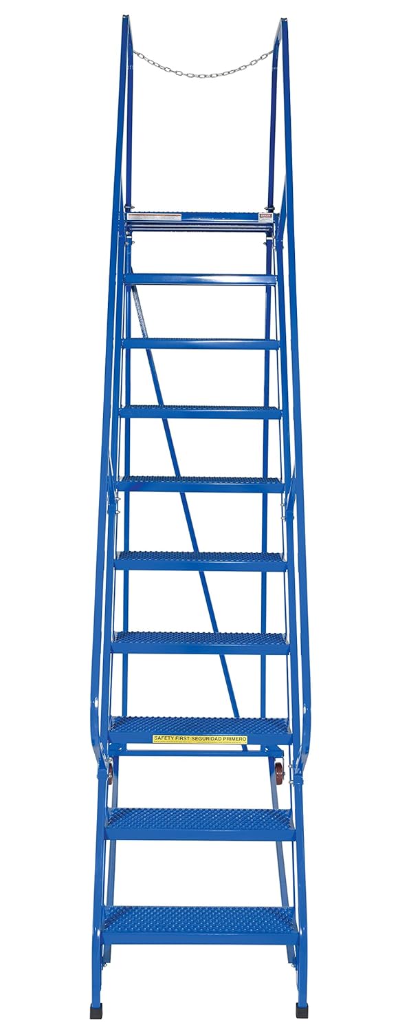 Vestil LAD-MM-10-P Steel Maintenance Ladder 58 Degree 10 Perforated 24 in. Step Width 350 Lb. Capacity Blue