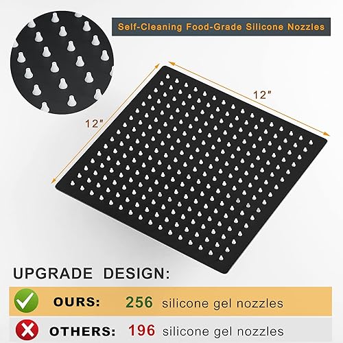 Miniatura 8 de BESy - Cabezal de ducha efecto lluvia cuadrado, de acero inoxidable de alta presión, de 116, ultra fino, cobertura de cuerpo completo con boquilla