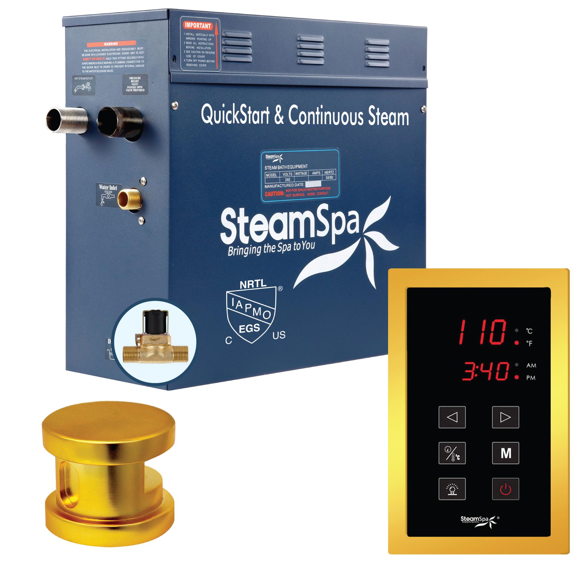 steamspa(スチームスパ) STEAMSPA 7.5kW Steam Sauna Generator Sentry Series 240V Steam