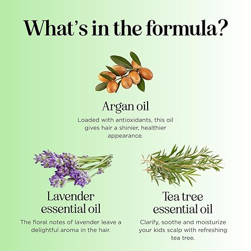 Miniatura 5 de Champú anti caspa para niños, no provoca lágrimas, tratamiento natural para el cuero cabelludo de los niños con lavanda y té + jojoba, sin sulfatos,