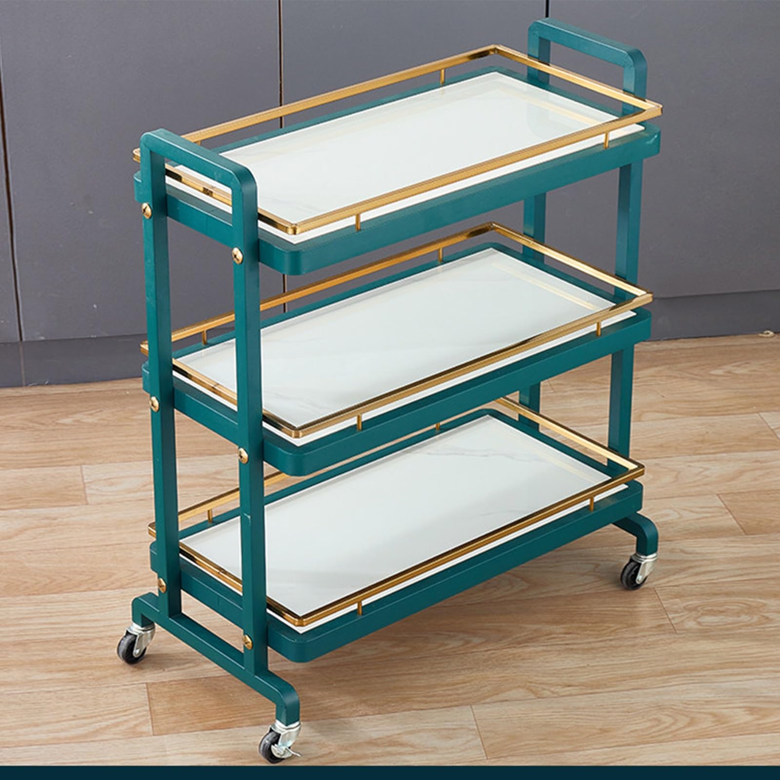 Kiboncy H Eavy Duty 3-Tier Restaurant Serving Cart, Stainless Steel Catering Trolley Wit Lockable Casters, Mobile Food Snack Cart For Ktv Otel Cafe(H)