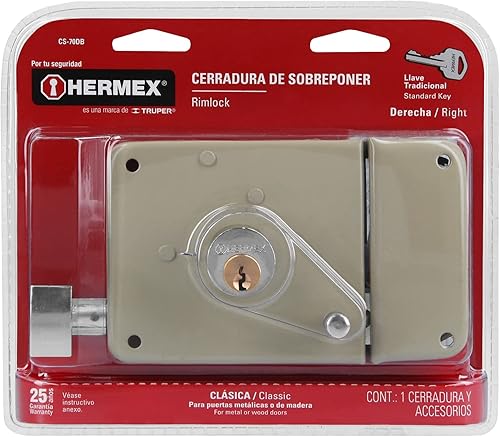 Miniatura 7 de Truper 43583  CS-70DB - Juego de cerraduras de puerta con borde derecho, llave estándar
