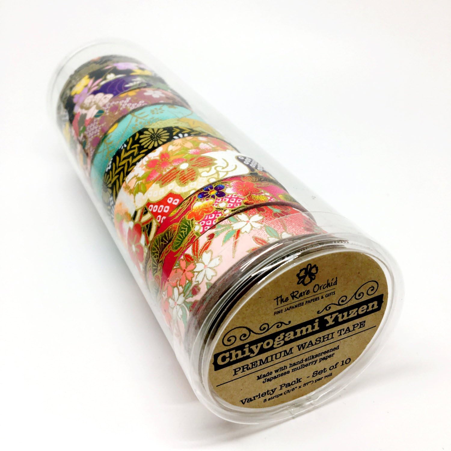 Washi Tape VARIETY PACK - set of 10 random assorted - made with real chiyogami yuzen Japanese paper