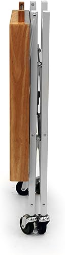 Miniatura 4 de Origami Carrito plegable para isla de cocina, organizador de mesa de almacenamiento con ruedas, color blanco Blanco,Negro -,Plateado