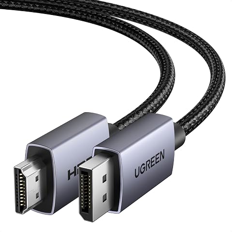 UGREEN Cavo DisplayPort a HDMI 4K 30Hz 2K 60Hz 1080P 120Hz DP HDMI 2M | 10.2Gbps HDR HDCP Unidirezionale DP a HDMI Guscio in Alluminio Treccia di Nylon Compatibile con Monitor Proiettore Portatile