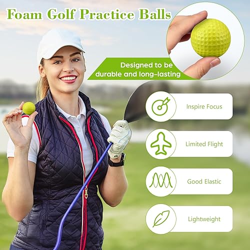 Miniatura 45 de 30 bolas de espuma para práctica de golf, bolas de espuma suave para práctica de golf, sensación realista y entrenamiento deportivo de vuelo