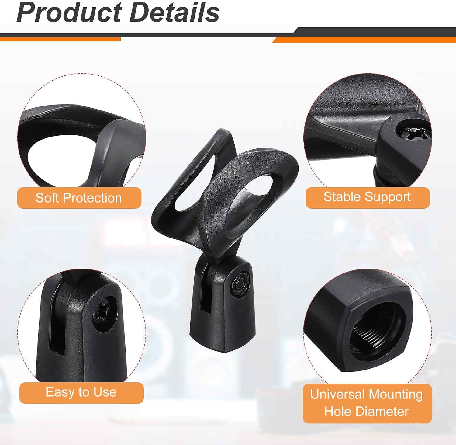 MECCANIXITY 2Pcs Microphone Clips Adjustable Mic Holder Flexible Wireless Mic Stand Adapter for Handheld Mics with 5/8" Male to 3/8" Female Screw Adapter image 4