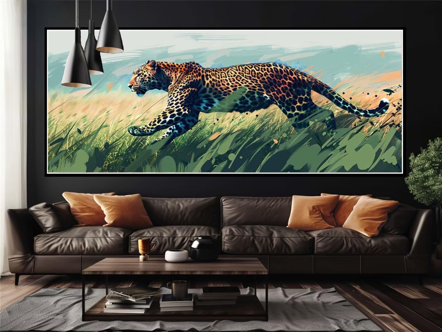 Malen Nach Zahlen Erwachsene Groß 120 X 40 cm, Malen Nach Zahlen Gepard Leopard Paint by Numbers Adult, Acrylfarben Leinwand Malen-Nach-Zahlen Anfänger, für Home Wand Dekor Gifts [Ohne Rahmen]-YH939