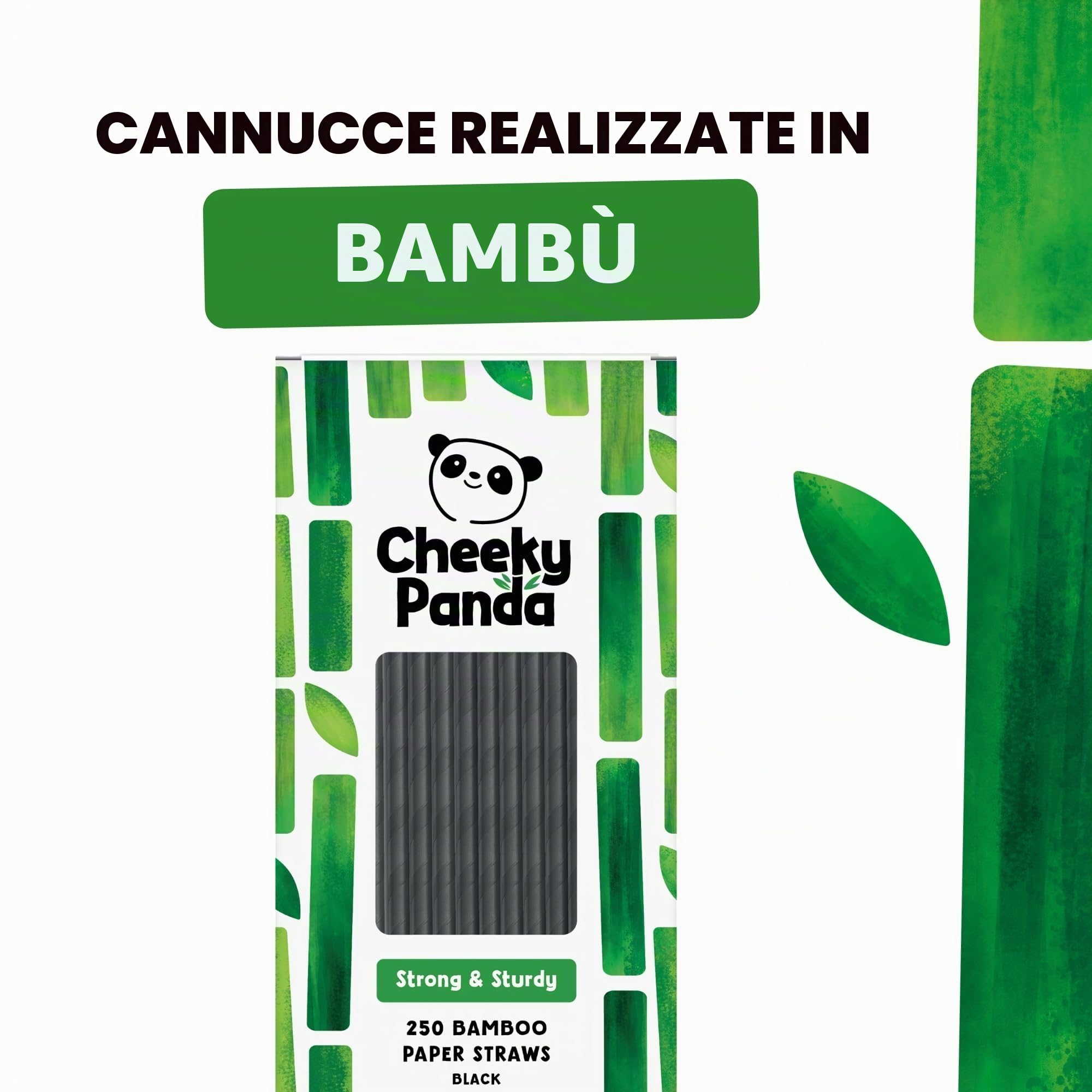 The Cheeky Panda Cannucce Nere di Bamboo | 250 Pezzi | 200mm