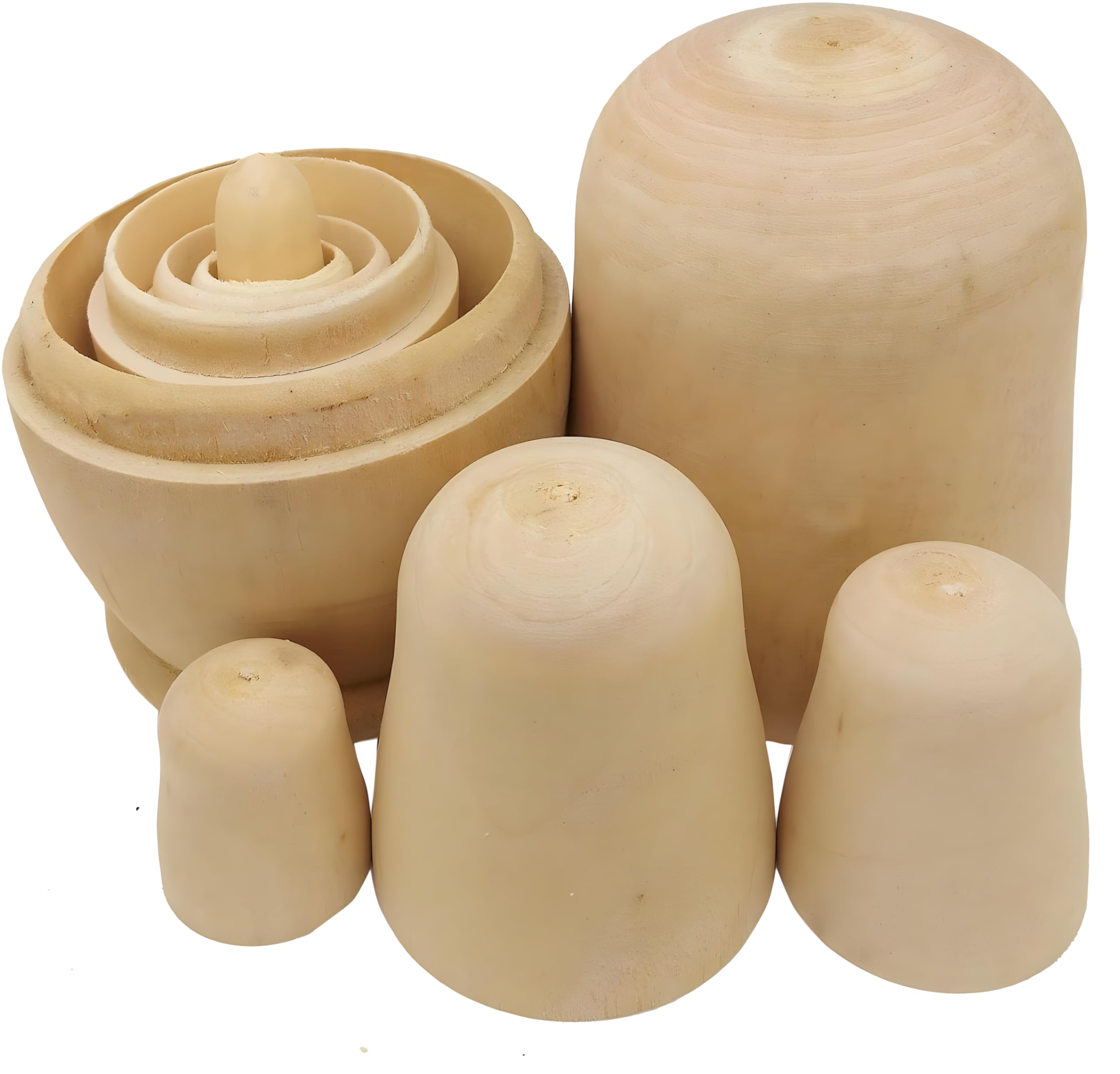 MAGIKON 5inch Set of 5pcs Unpainted Nesting Doll, Blank Doll, Make Your Own Doll