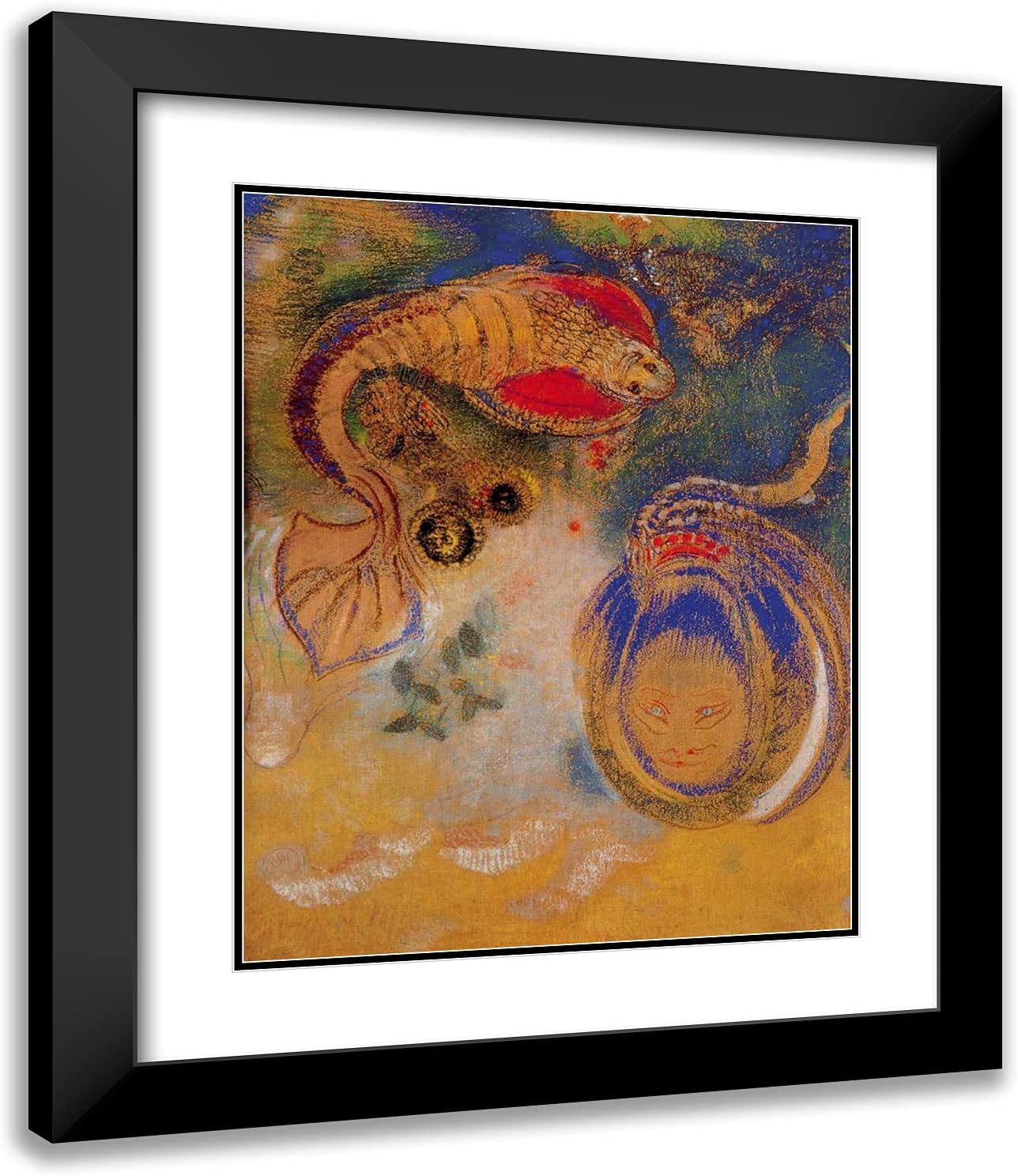 ArtDirect Redon, Odilon 20x24 Gold Ornate Framed Art Print with Double Matting Titled: Animals of the Bottom of the Sea