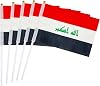 25 Pack Hand Held Small Mini Flag Iraq Iraqis Flag Stick Flag Round Top National Country Flags,Party Decorations Supplies For Parades,World Cup,Festival Events,International Festival