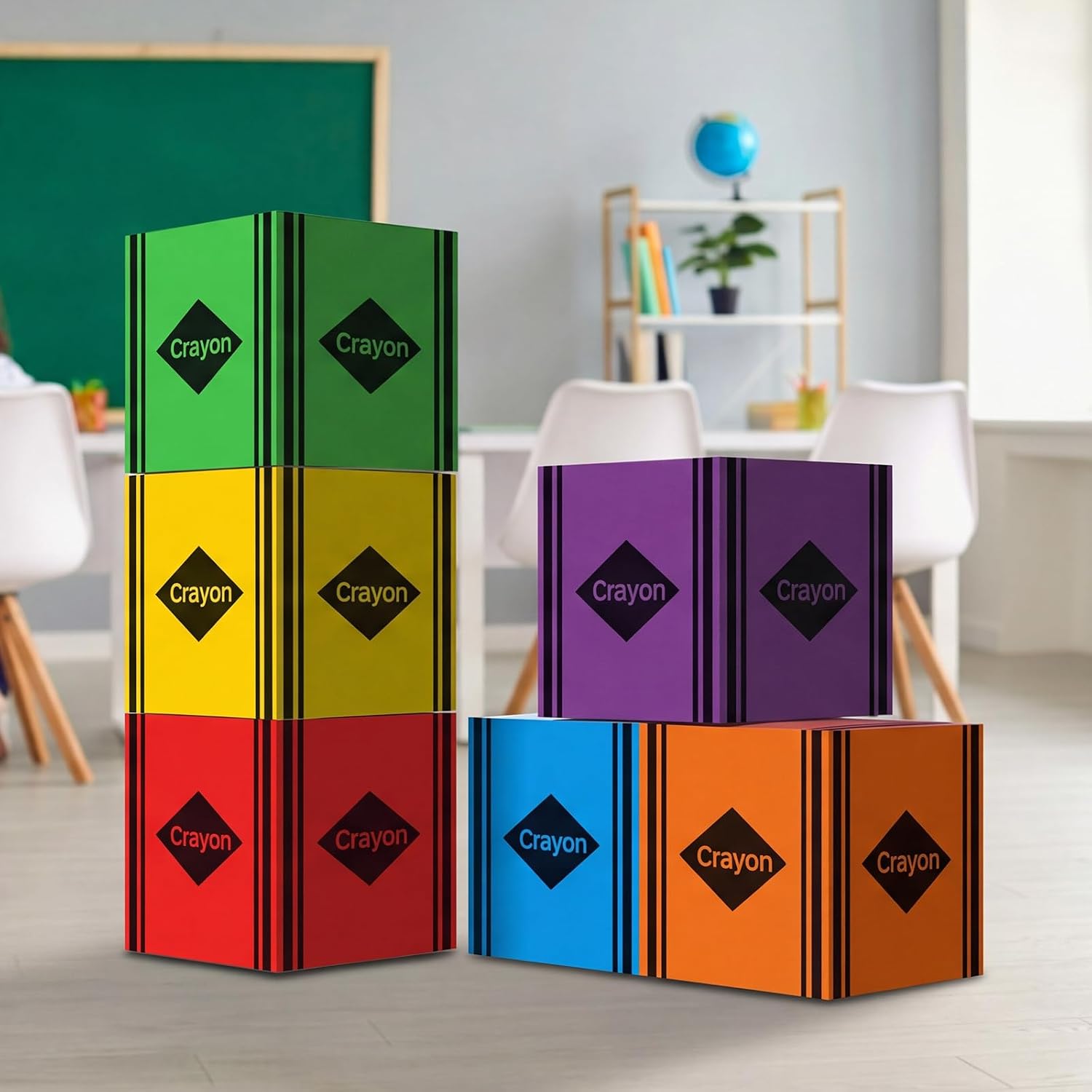 6 Pack Crayon Back to School Balloon Boxes Decorations, Crayon | 11.8 Inch Photo Props, First Day of School Decorations, Classroom Decor Box, Welcome Back, Crayon Themed Party