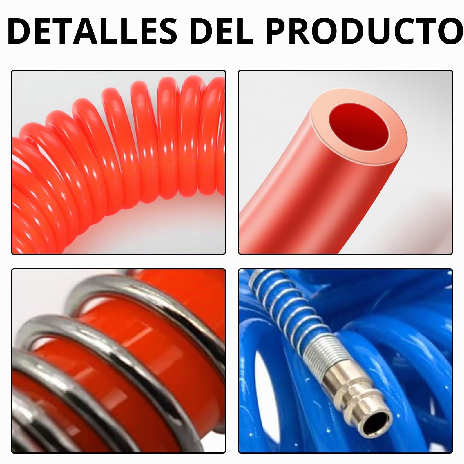 Manguera en Espiral, Manguera de Aire Comprimido 4 m Azul y Rojo M22 x 1,5 Espiral de Aire Comprimido para Camiones, Remolques y Agricultura