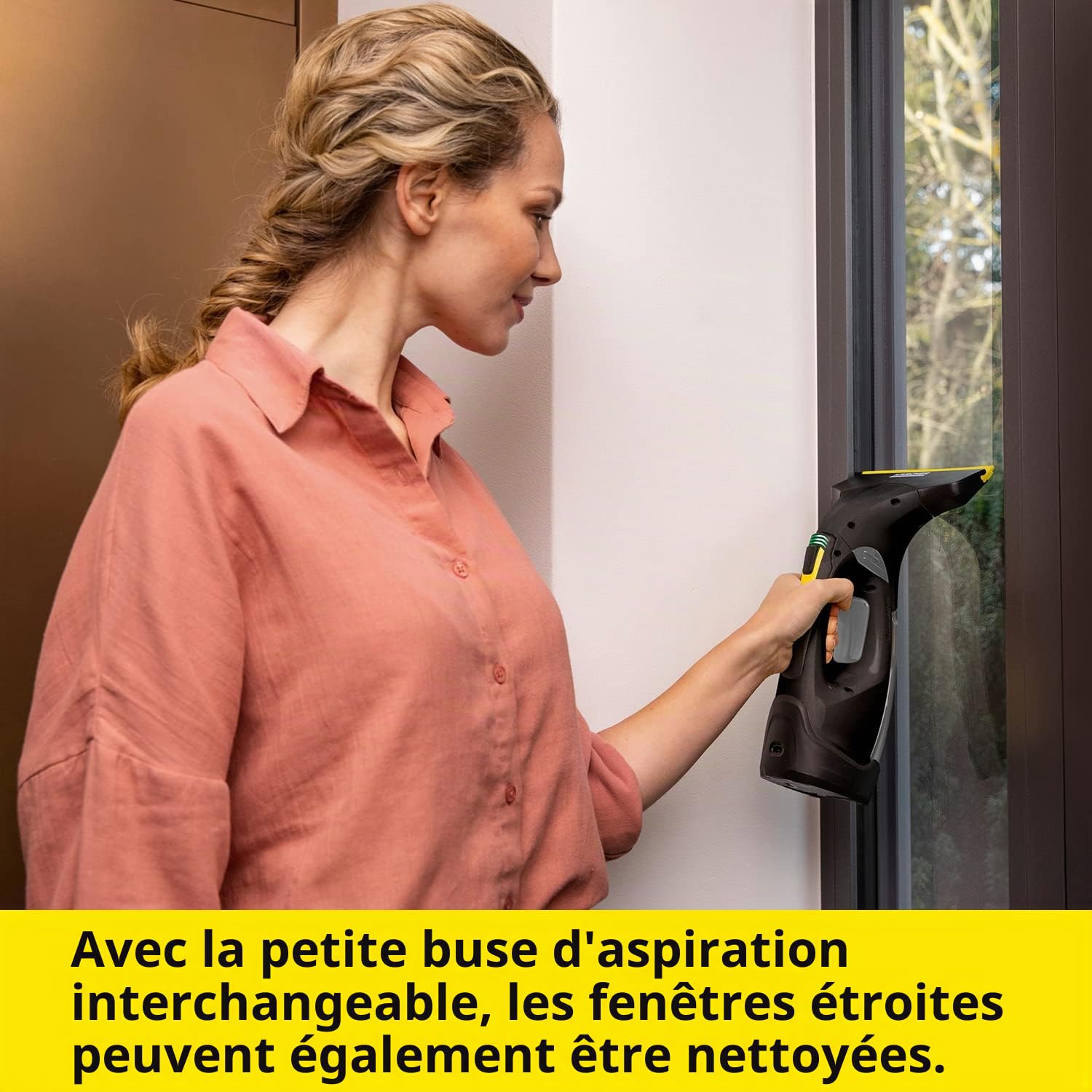 Kärcher WV 5 plus N Black edition, autonomie de la batterie : 35 min, 2 buses d'aspiration - étroite/large, vaporisateur avec housse en microfibre, concentré de nettoyant pour vitres 20 ml
