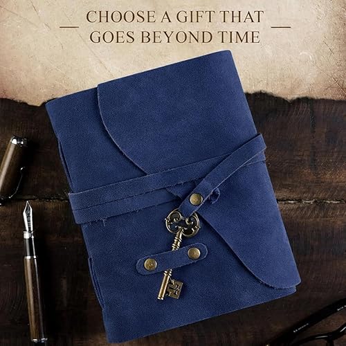 Miniatura 6 de NomadCraftsCo. Vintage Leather Journal for Men & Women With Lined Pages and Key–7 in x 5 in Leather Bound Writing Notebook for Journaling, Notes &