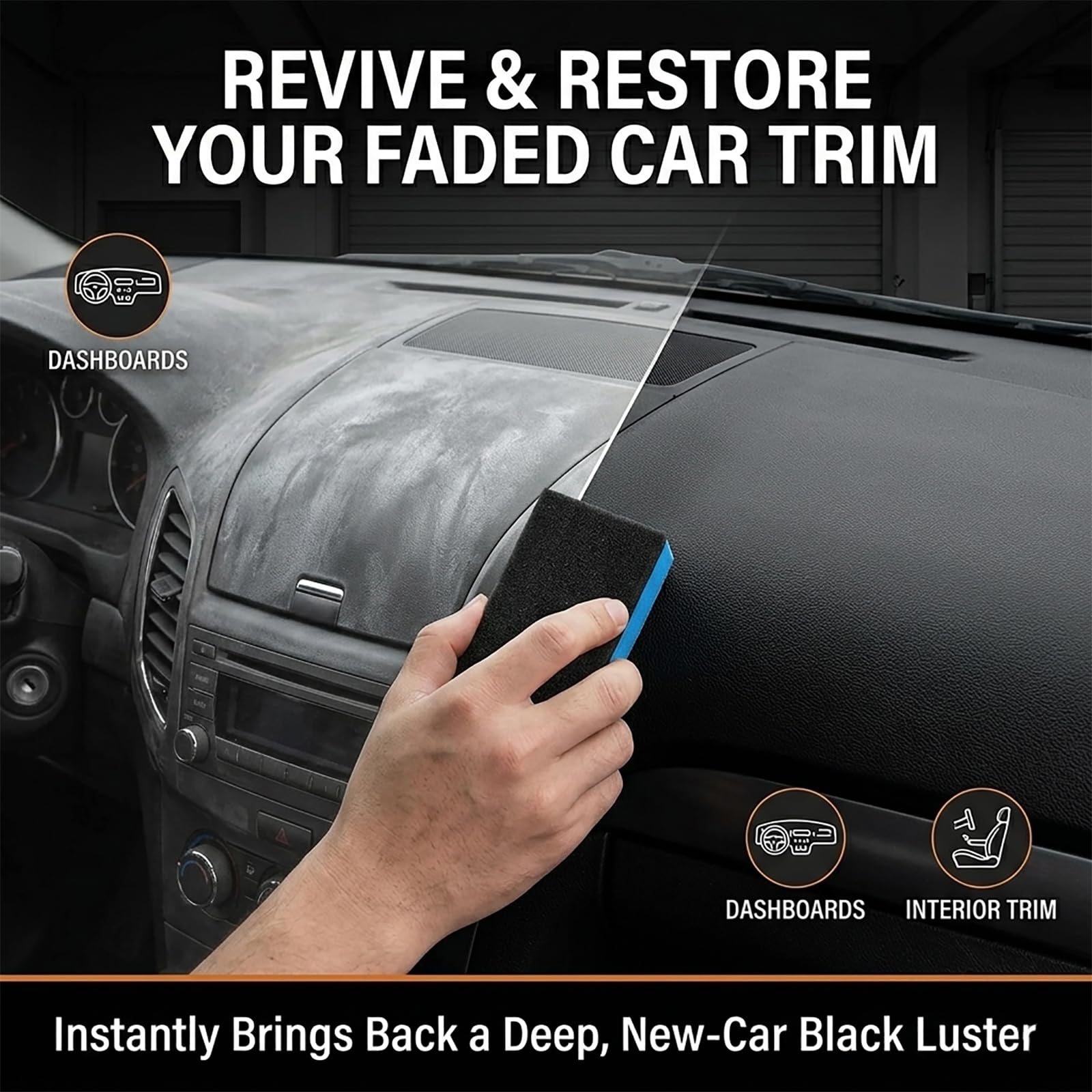 Auto Plastic Restorer Kit, Auto Plastic Black Lotion for Dashboard Door Panel Bumper Tire Trim, Car Plastic Restorer & Interior Cleaner Fast Drying Long Lasting Coating (2Pcs)