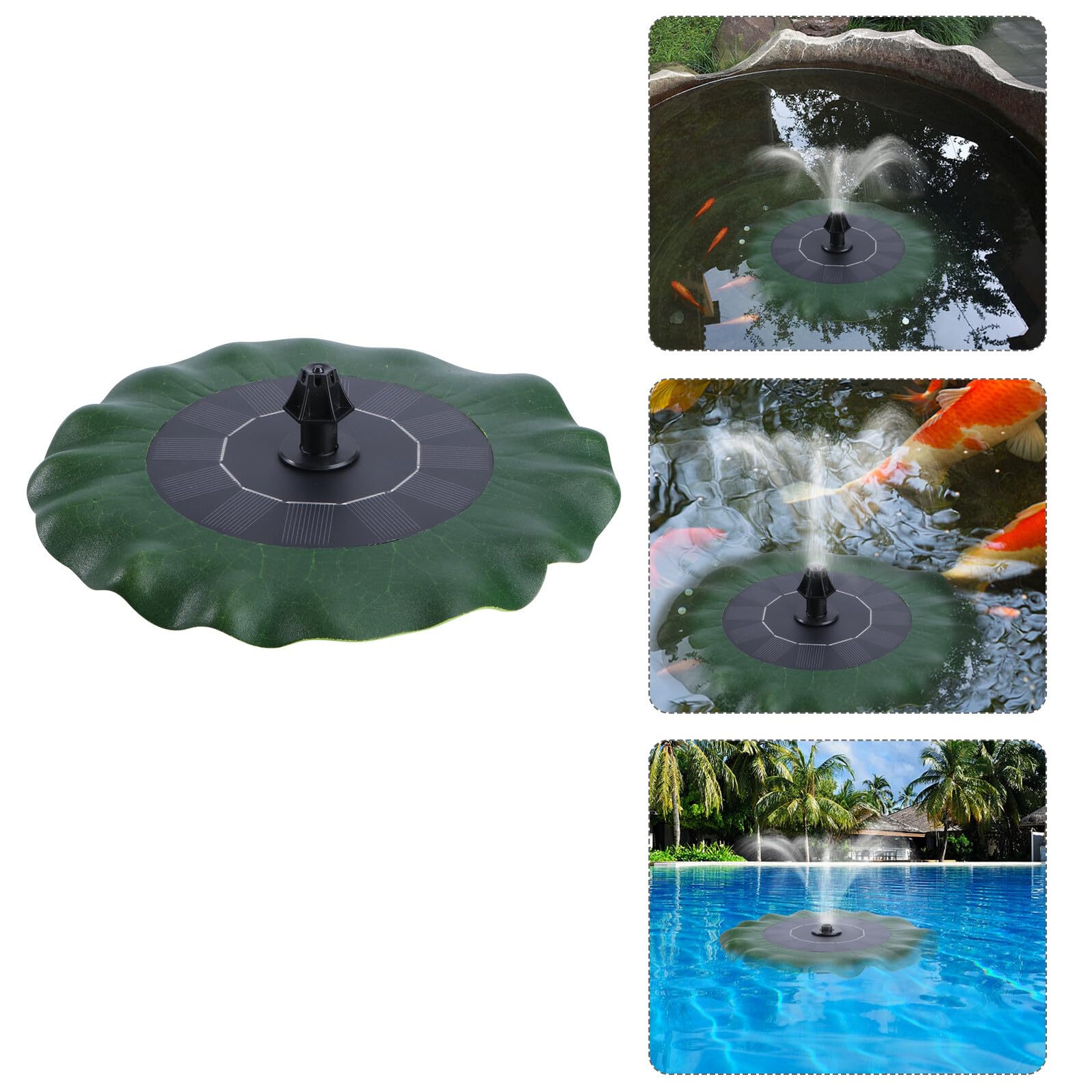 Hemobllo Pompa Acqua Solare Galleggiante Forma di Foglia di Loto per Fontana da Giardino Vaschette e Laghetti Pompa Dc Brushless Automatica Senza Batterie Decorazione Esterna Verde