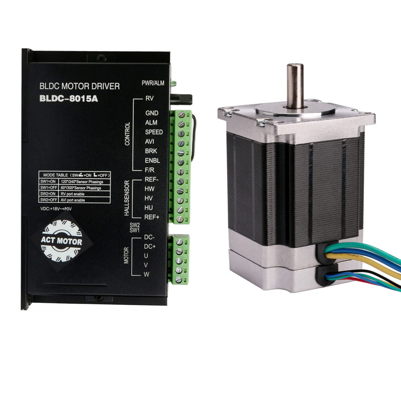 GmbH Nema23 1 motore BLDC 57BLF03 101 mm 24 VDC 3000 RPM 12 A 188 W Ø8 mm D -Shaft + 1 PC BLDC-8105A-5 Brushless DC-Driver CNC