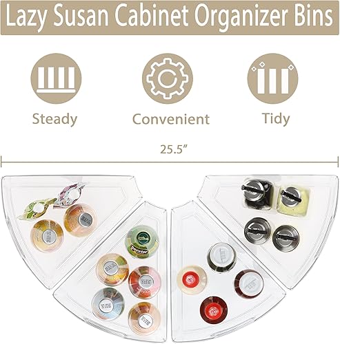 Miniatura 3 de URALFA Lazy Susan - Contenedores organizadores, organizador de gabinete de esquina, contenedores de almacenamiento de armario de cocina
