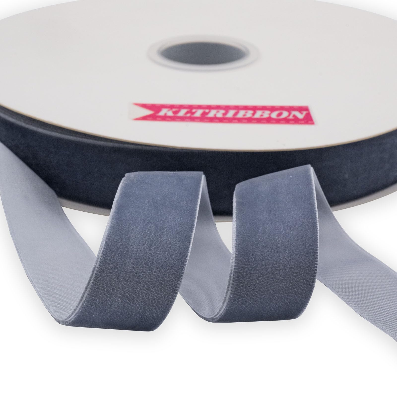 KLTRIBBON Tempest Blue and Grey Single Sided Velvet Ribbon, 1