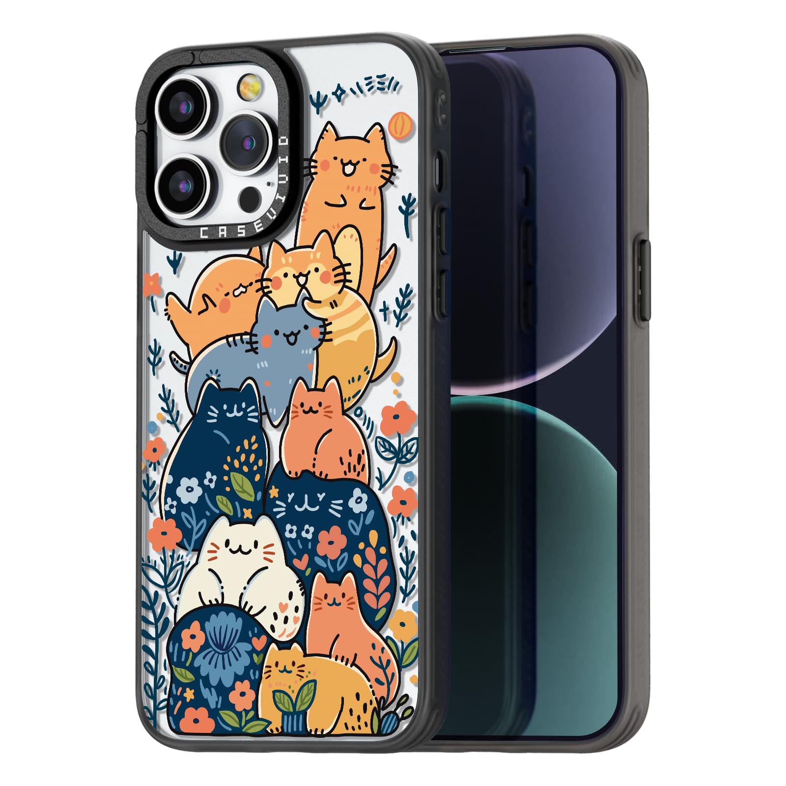 Coque iPhone 12 Pro Max noir résolvant le problème des rayures avec motif chat - 8