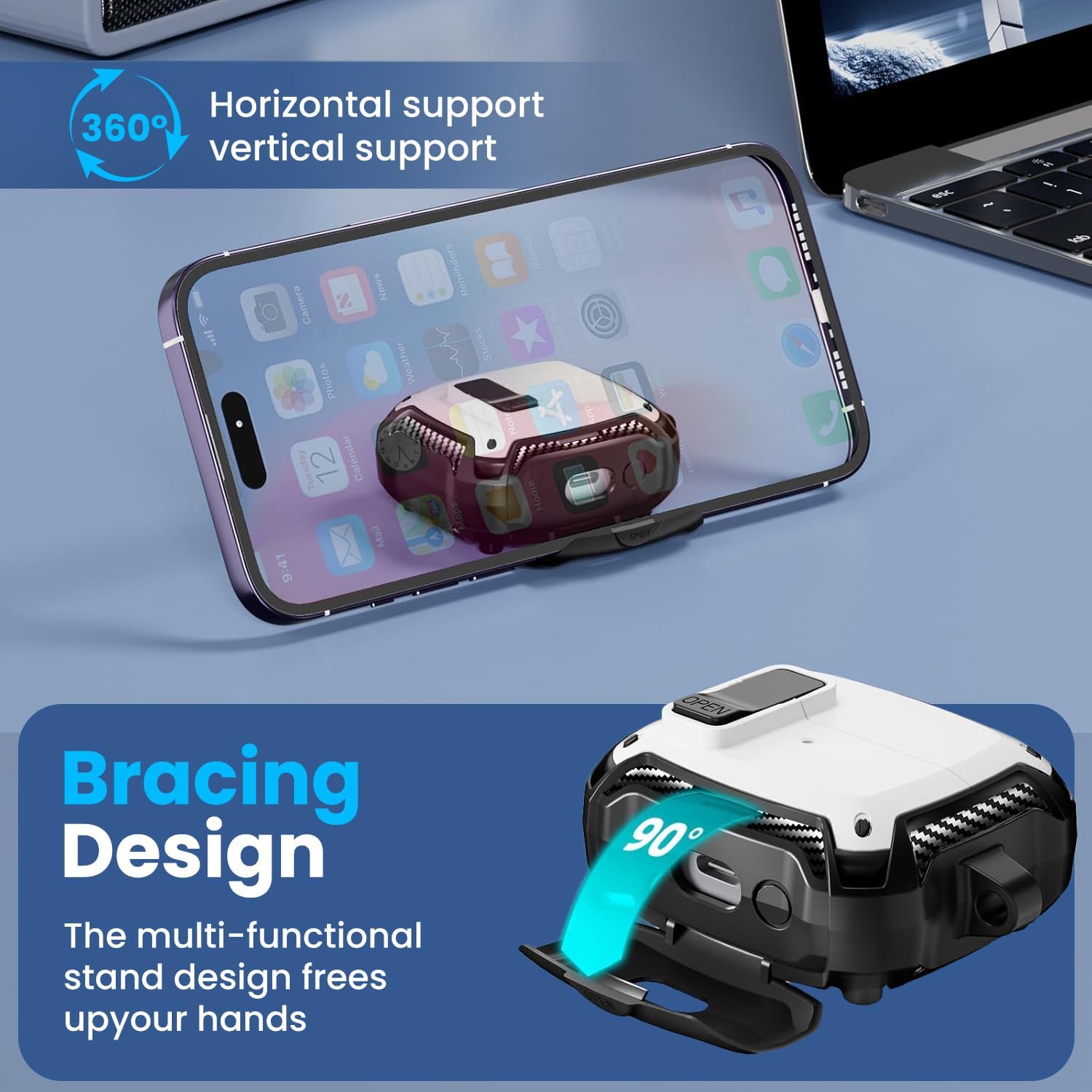 ايليفانت بوت حافظة مع حامل جوال لسامسونج جالاكسي بودز 3 FE / ب... - view 3