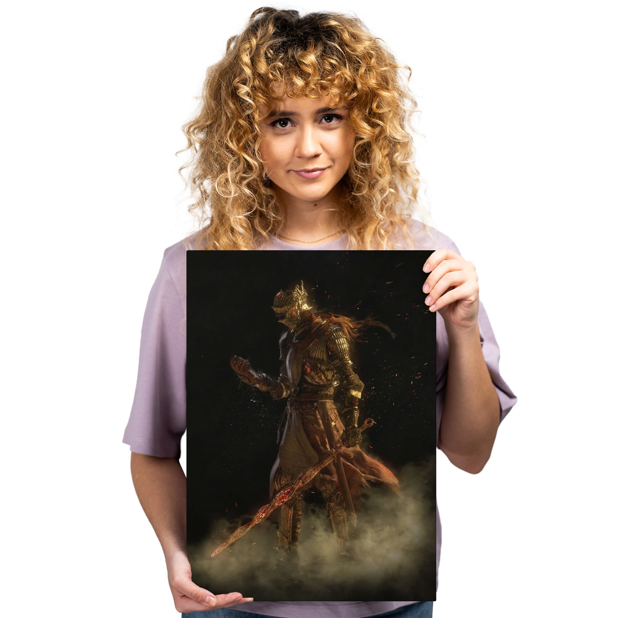 Displate Affiche Métallique Dark Souls - Lordran - The Fire Fades - Déco Maison Chambre - Cadeau - Decoration Murale Salon Metal Poster 32 cm x 45 cm