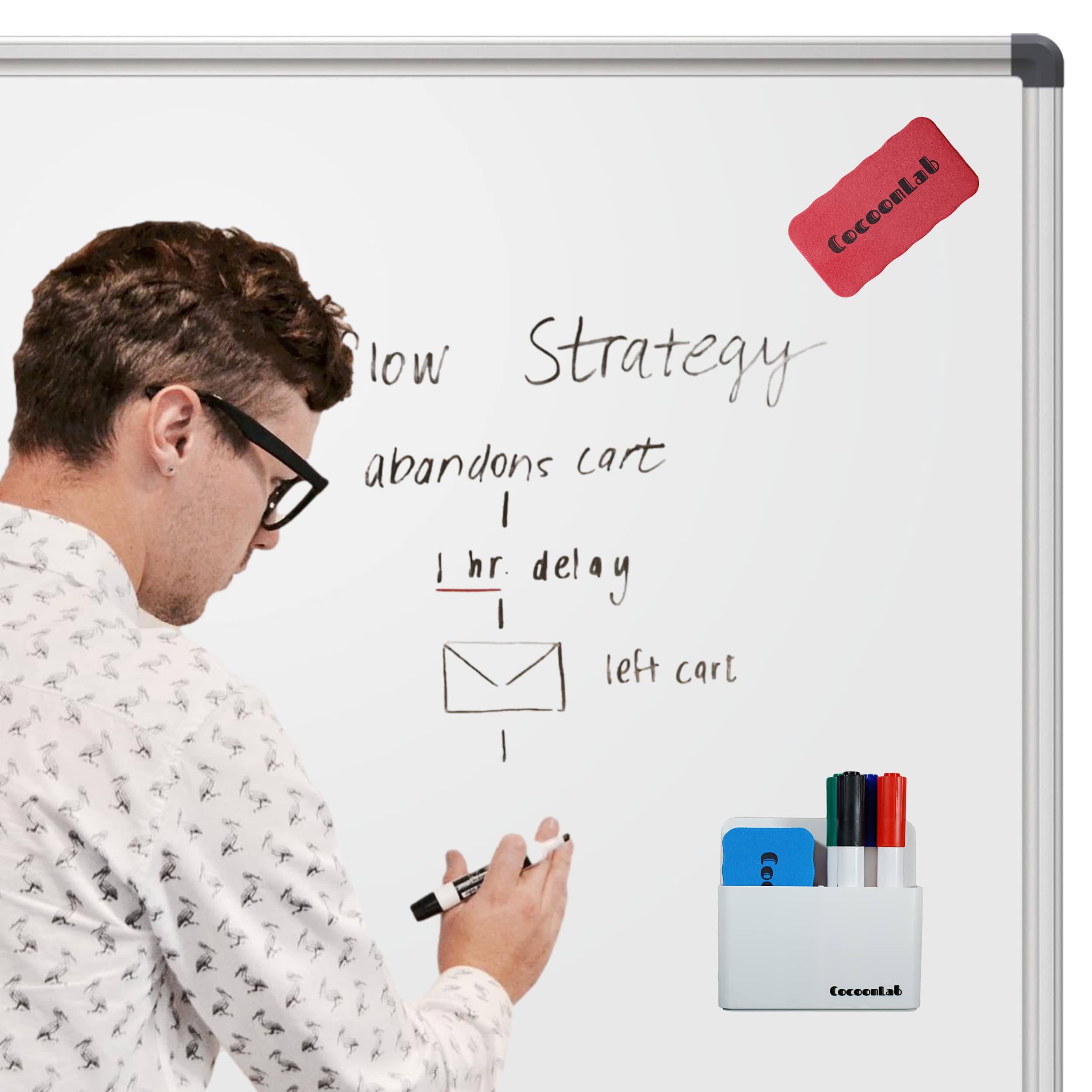 Kit Magnétique Pour Tableau Blanc Cocoon Lab - Porte Marqueurs, Brosse, Aimants
