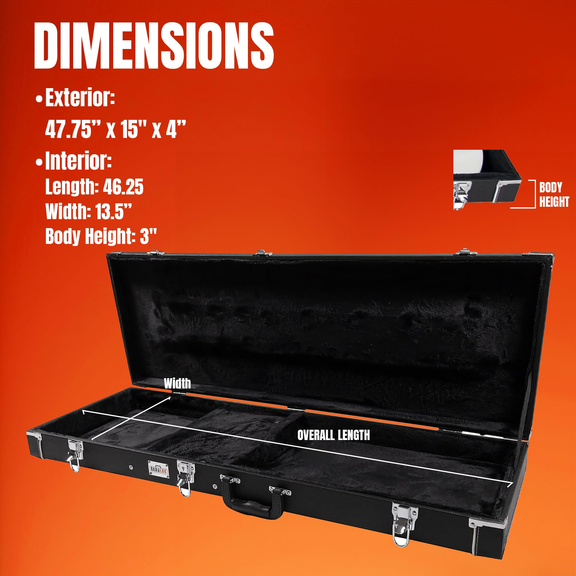 Amazon.com: Gearlux Bass Guitar Hard Case, Fits Fender