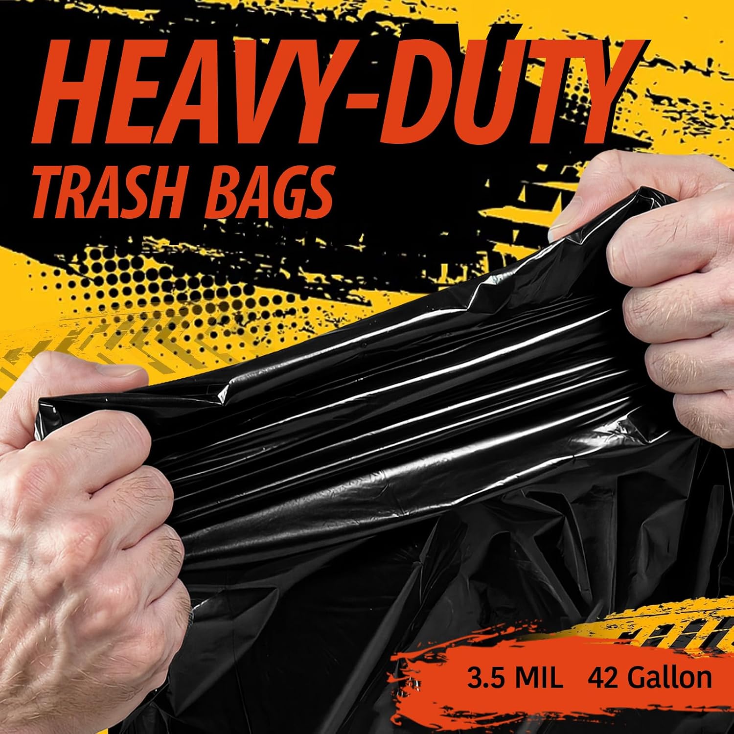 42 Gallon Contractor Garbage Bags - 3.5 MIL Thick Heavy Duty Trash Bags - 33" X 48" Large Black Bag for Construction, Commerical, Industrial, Yard, Outdoor Use (30 Count)