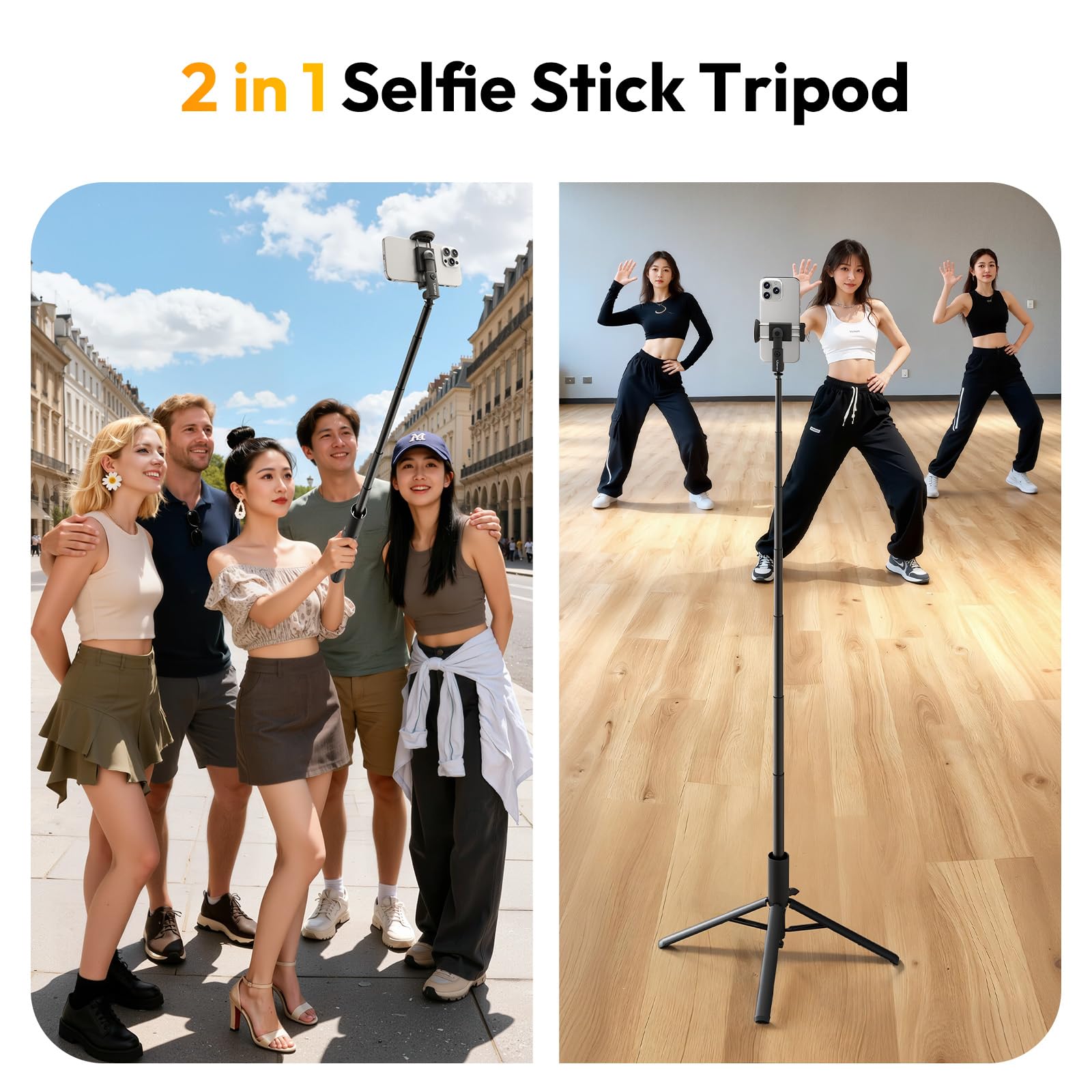 ULANZI MT86 functioning as both a selfie stick and a tripod