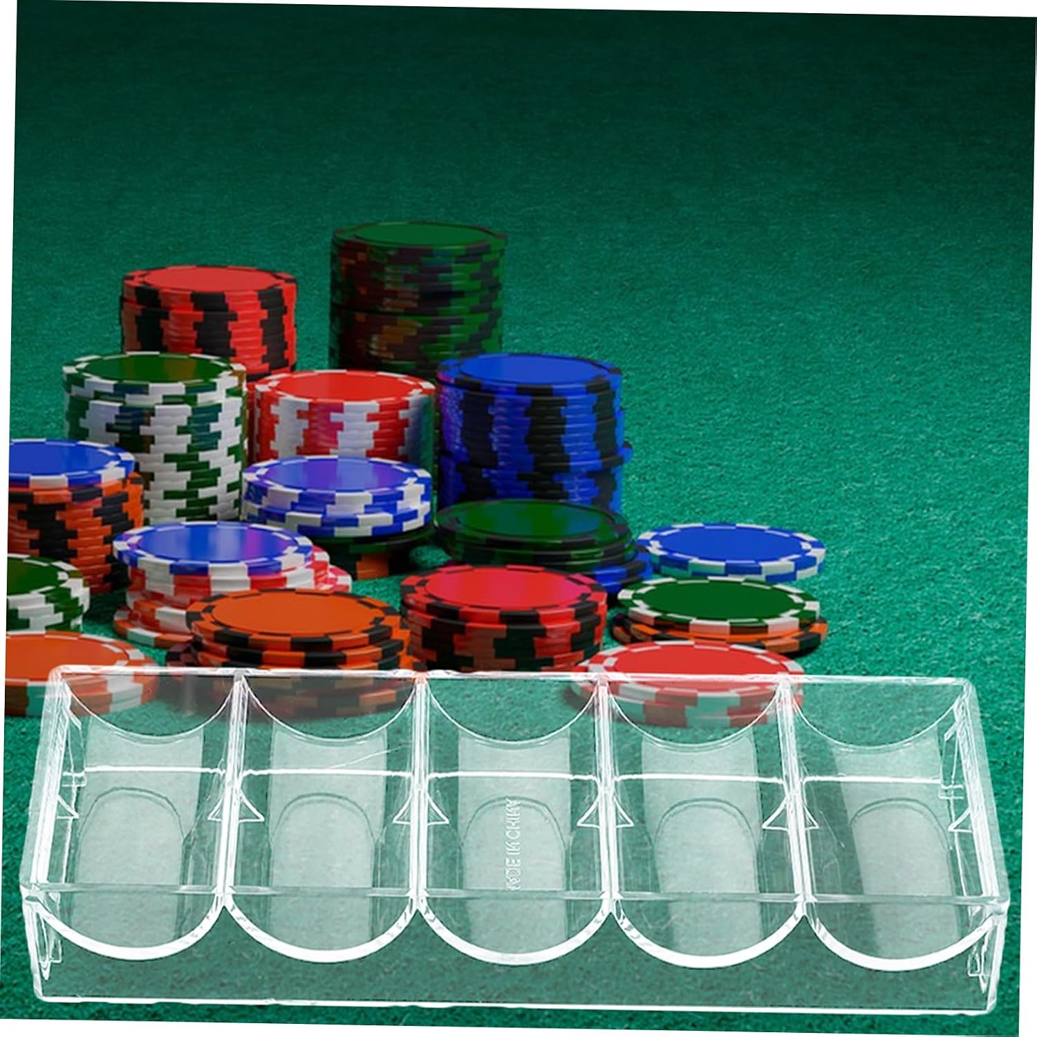 Vaguelly Modern Acrylic Chip Box 100 Poker Chips Organizer Easy Counting Rack for Gaming