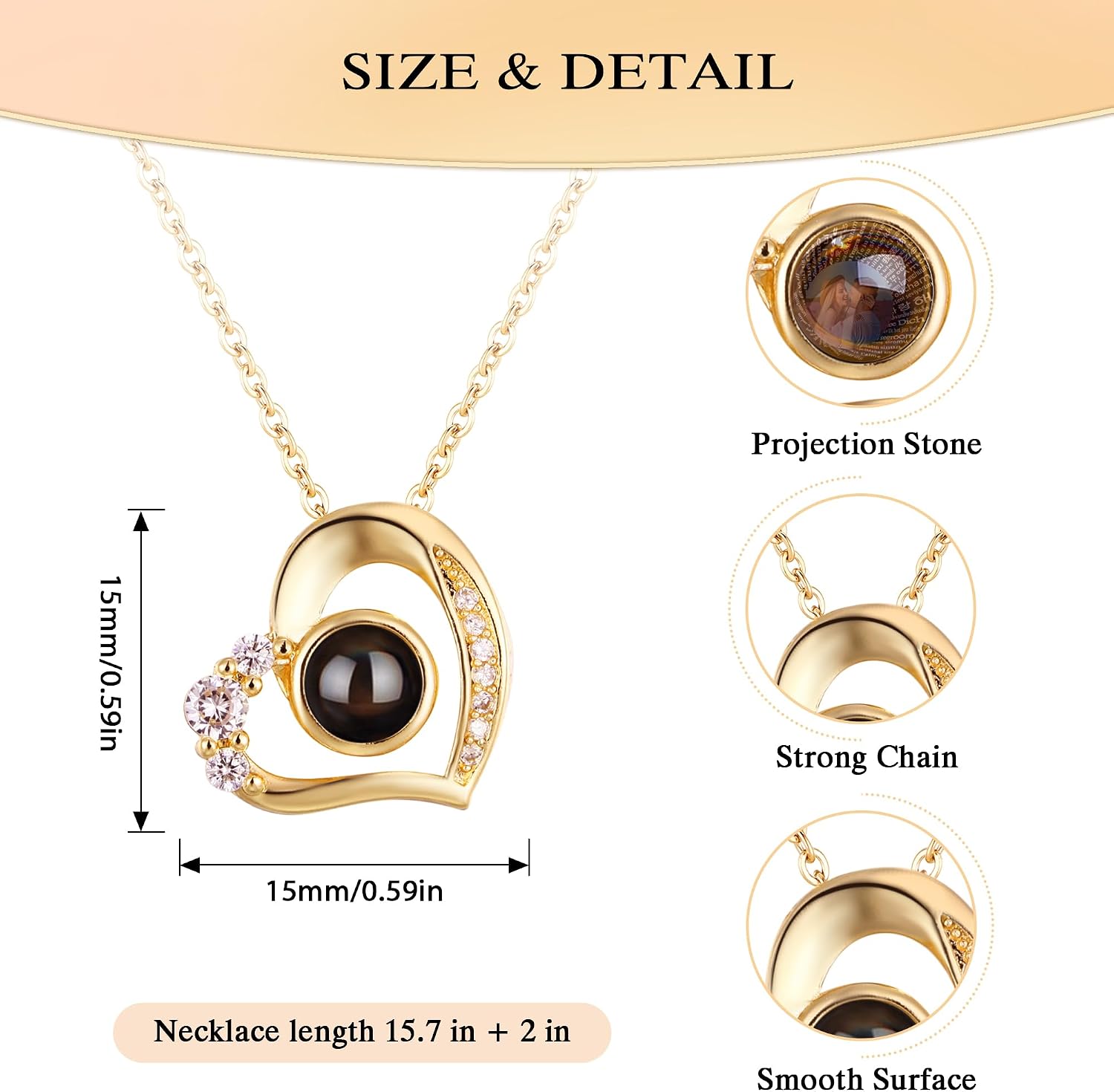 Personalized Picture Necklace Projection Necklace with Photo Inside - Custom Photo Pendant Necklace - 18K gold plating-Mothers Day Gifts for Mom Wife Valentines Love Memorial Gifts for Anniversary image 5